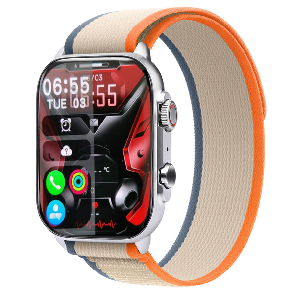 Movanchi Prime Trail Smart Watch MH-75 with AMOLED SCREEN,(Starlite/orange)