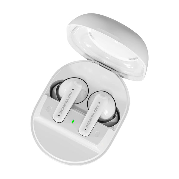 MOVANCHI Truly Wireless in-Ear Earbuds MH95 with 50H of Playtime, (WHITE)