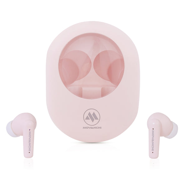 MOVANCHI Truly Wireless in-Ear Earbuds MH95 with 50H of Playtime, (PINK)